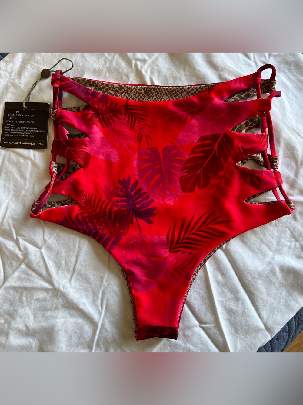 acacia swimwear - queens bottom - psychedelic leaf - XL (NWT)